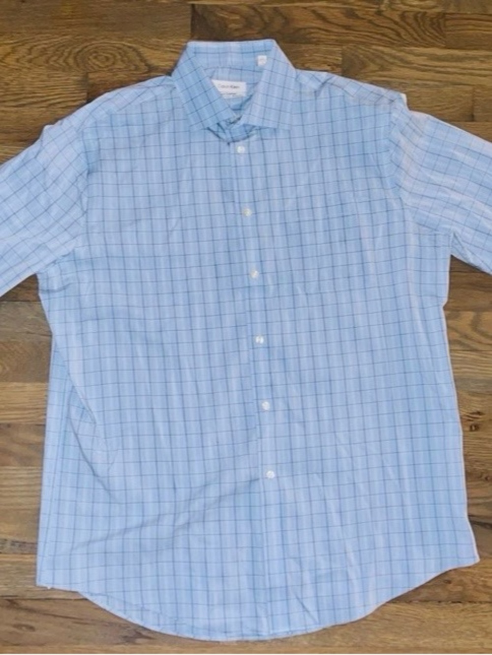 Calvin Klein Light Blue Plaid Casual Button-Down Shirt